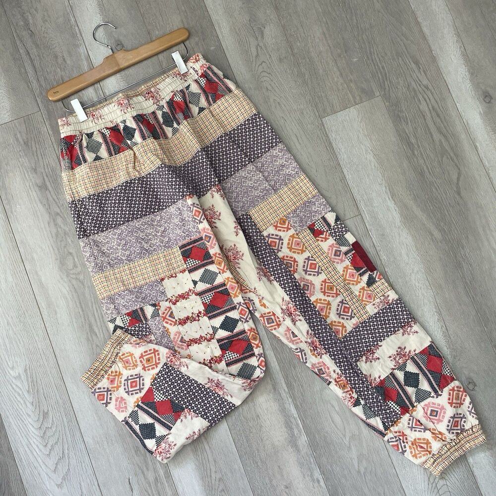 Urban Outfitters Pants patchwork mixed print womens Cream (medium) boho hippie